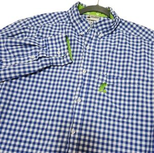 Disney Parks Men's Checked Button-down Mickey Themed Blue & White Size Small‎